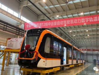 國鴻參研的全球首輛氫動力數字軌道膠輪電車下線