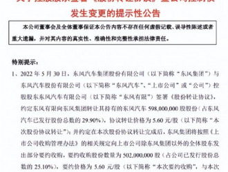 東風(fēng)汽車：公司控股股東將變更為東風(fēng)集團(tuán)